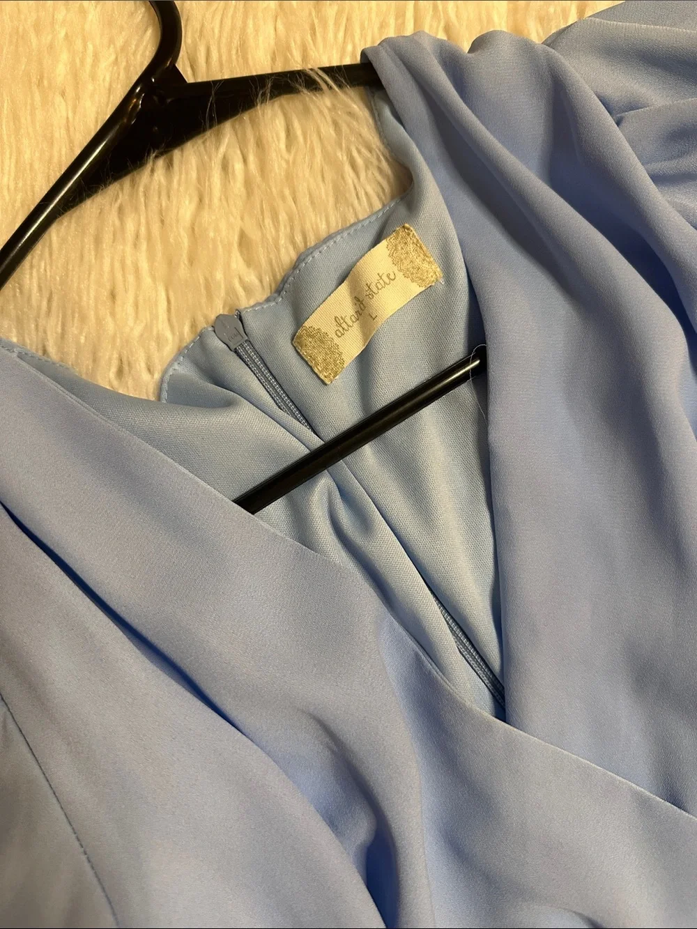 Altar'd State Light Blue Wrap Ruffle Mini Dress - Picture 2 of 4